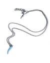 MANO|J Charms Titanium Necklace with Blue Horn and Black Diamonds