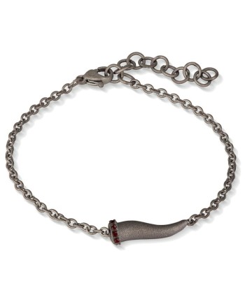 Bracciale MANO|J Charms in Titanio con Cornetto e Rubini