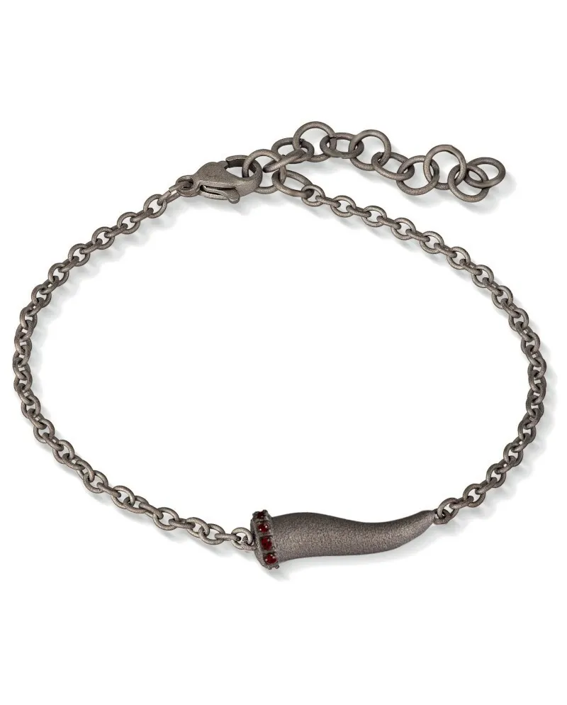 MANO|J Charms Titanium Bracelet with Horn and Rubies