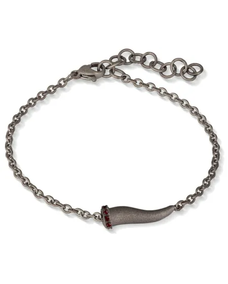 MANO|J Charms Titanium Bracelet with Horn and Rubies