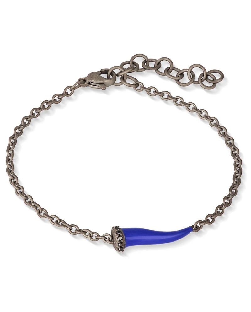 Bracelet MANO|J Charms en titane avec corne bleue Avio et diamants noirs