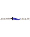 Bracciale MANO|J Charms in Titanio con Cornetto Blu Avio e Diamanti Neri