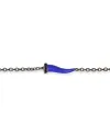 MANO|J Charms Titanium Bracelet with Avio Blue Horn and Black Diamonds