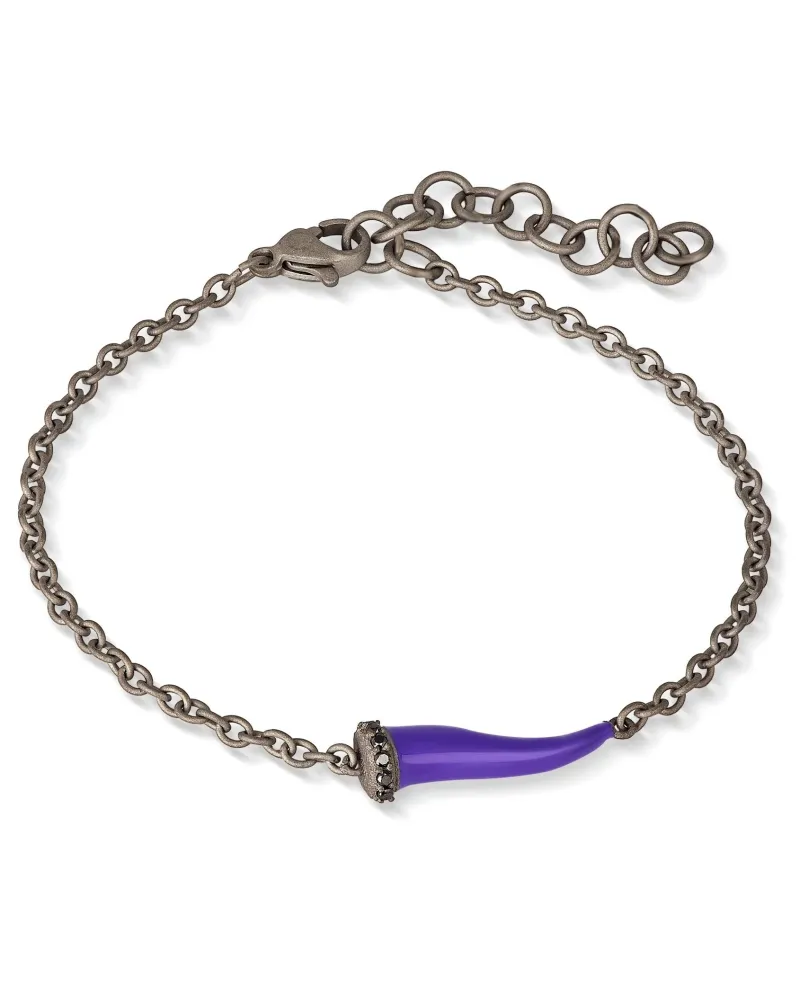 Bracelet MANO|J Charms en titane avec corne violette et diamants noirs
