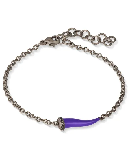 Bracelet MANO|J Charms en titane avec corne violette et diamants noirs