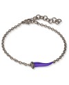 MANO|J Charms Titanium Bracelet with Purple Horn and Black Diamonds