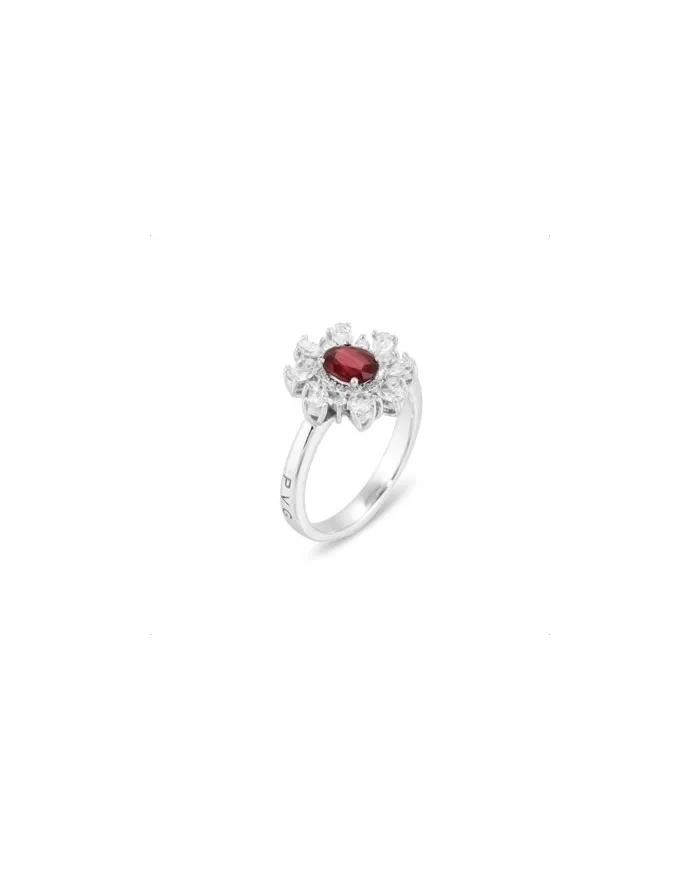 Ponte Vecchio Benvenuto Ring in White Gold with Diamonds and Ruby