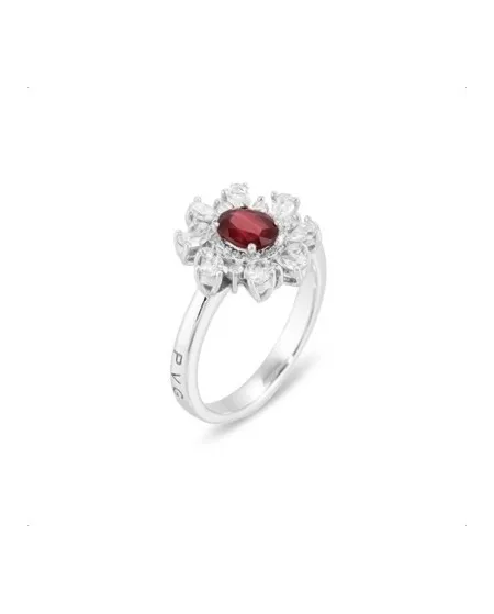 Ponte Vecchio Benvenuto Ring in White Gold with Diamonds and Ruby