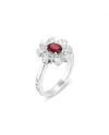 Ponte Vecchio Benvenuto Ring in White Gold with Diamonds and Ruby