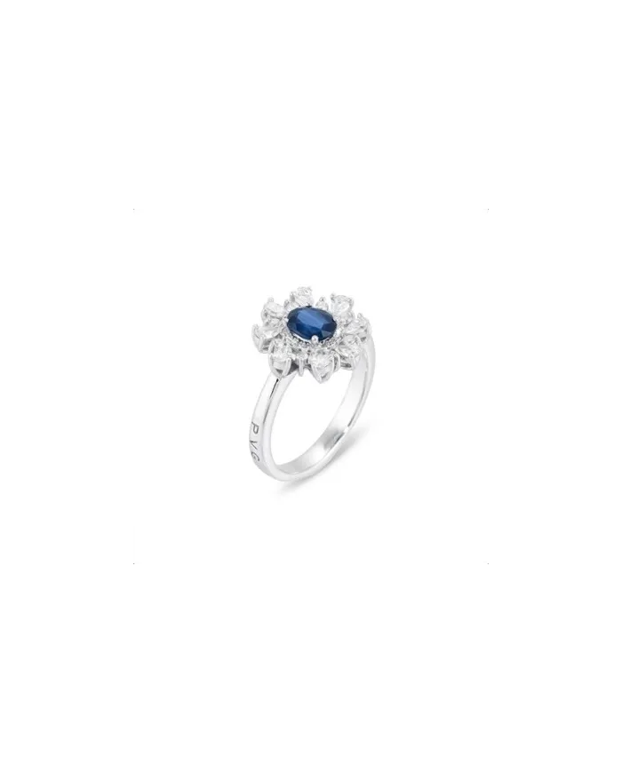 Ponte Vecchio Benvenuto Ring in White Gold with Diamonds and Sapphire