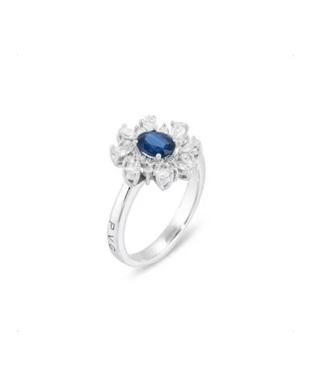 Ponte Vecchio Benvenuto Ring in White Gold with Diamonds and Sapphire