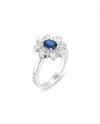 Anello Ponte Vecchio Benvenuto in Oro Bianco con Diamanti e Zaffiro