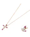 Collana con Croce Ponte Vecchio Benvenuto in Oro con Diamanti e Rubini