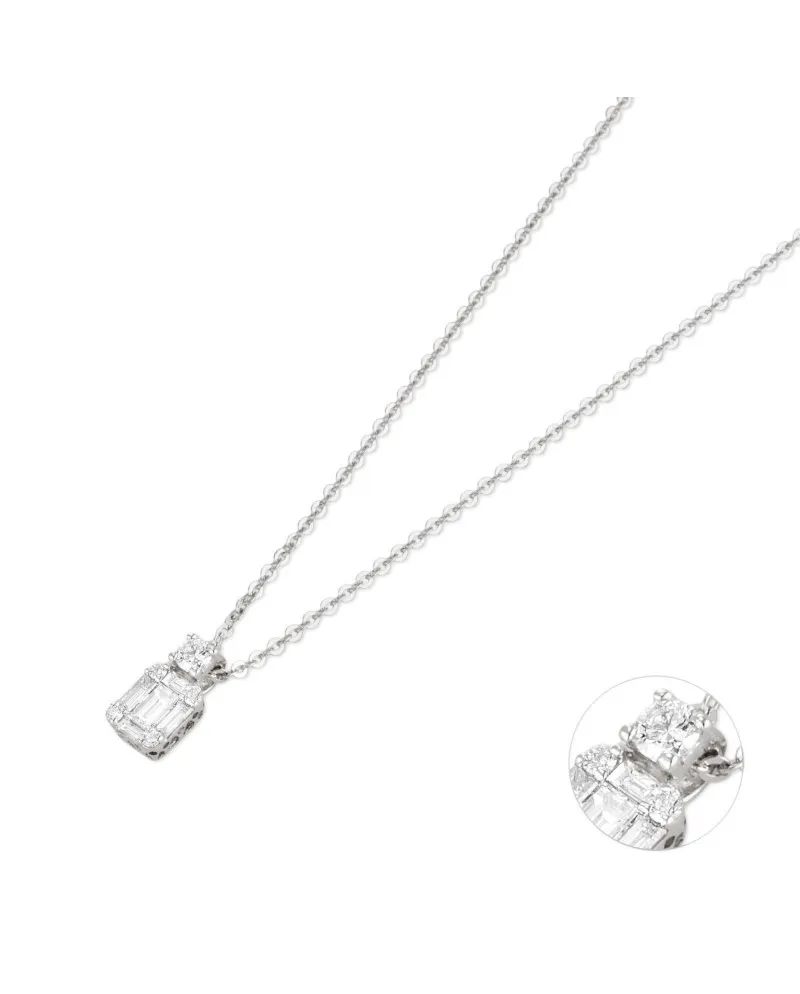 Collana con Pendente Ponte Vecchio Benvenuto in Oro Bianco con Diamanti