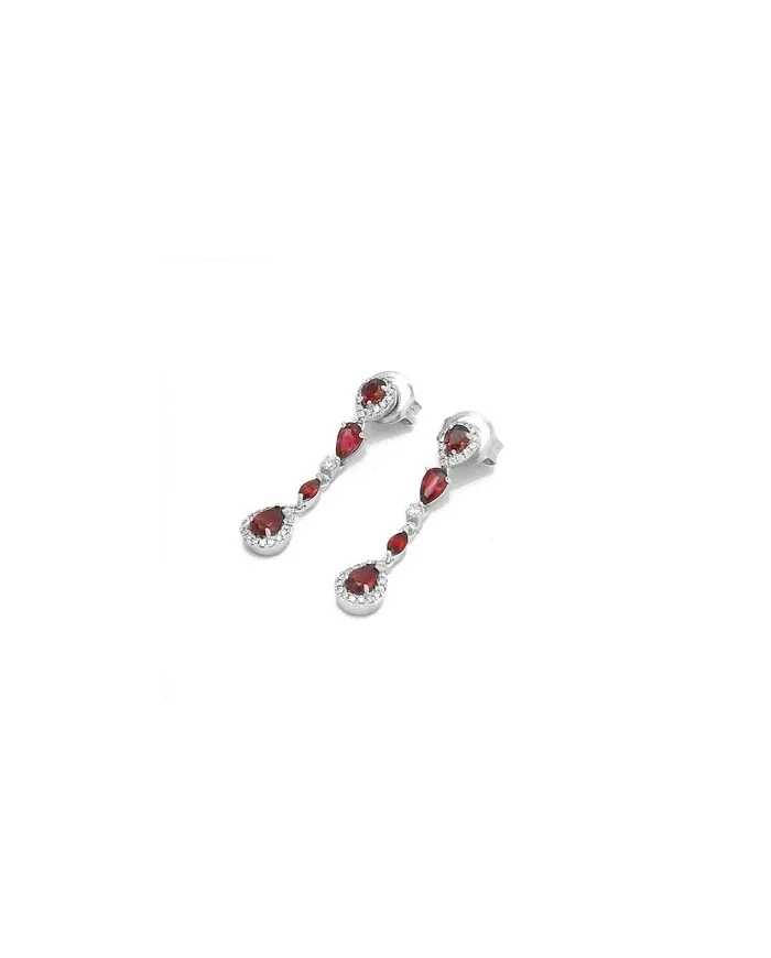 Boucles d'oreilles pendantes Ponte Vecchio Benvenuto en or blanc avec rubis