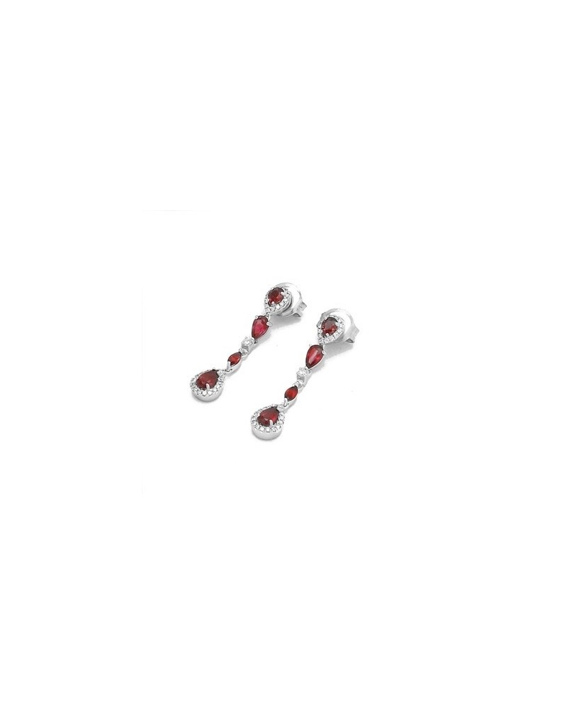 Boucles d'oreilles pendantes Ponte Vecchio Benvenuto en or blanc avec rubis