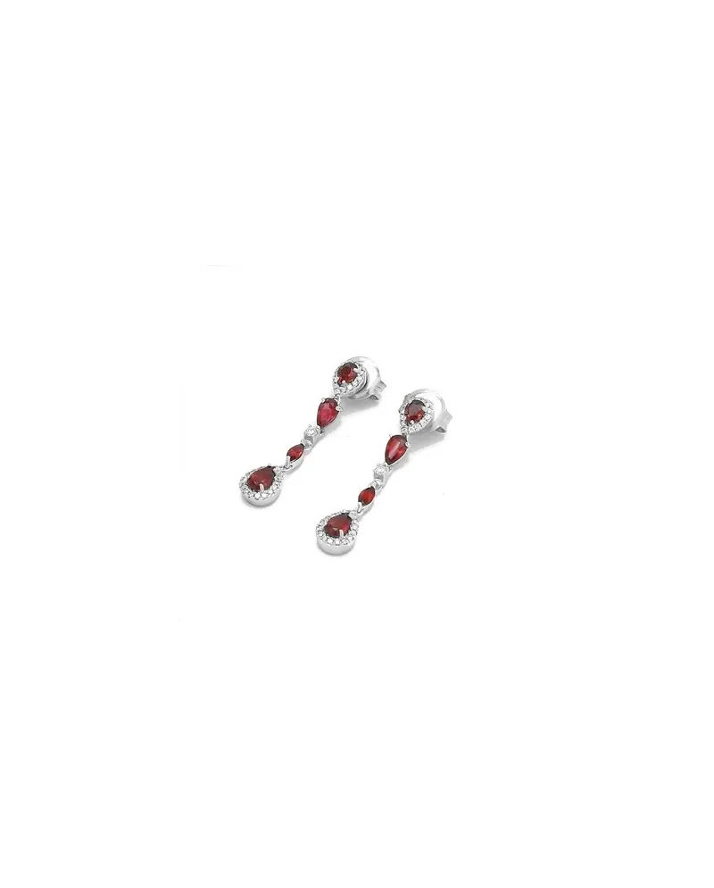 Boucles d'oreilles pendantes Ponte Vecchio Benvenuto en or blanc avec rubis Boucles d'oreilles pendantes Ponte Vecchio Benvenuto en or blanc avec rubis