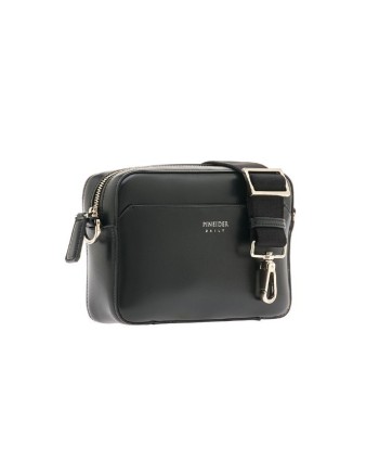 Borsa a Tracolla Pineider Daily in Pelle Nera Liscia