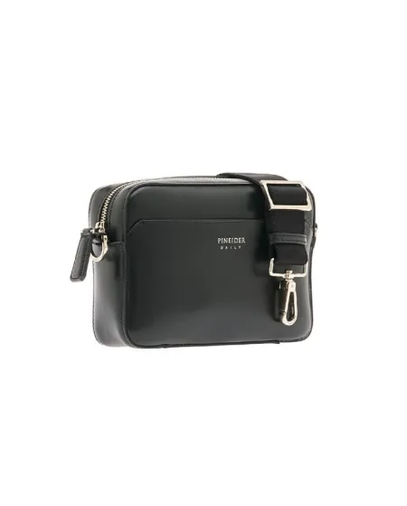 Pineider Daily Shoulder Bag in Smooth Black Leather