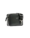 Sac bandoulière quotidien Pineider en cuir lisse noir