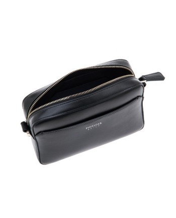 Borsa a Tracolla Pineider Daily in Pelle Nera Liscia
