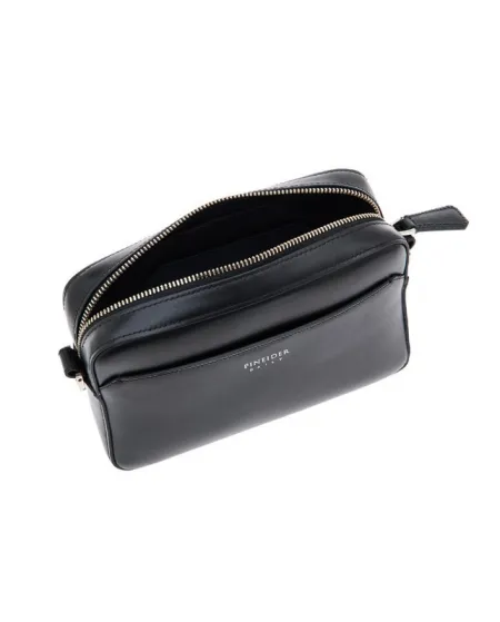 Sac bandoulière quotidien Pineider en cuir lisse noir