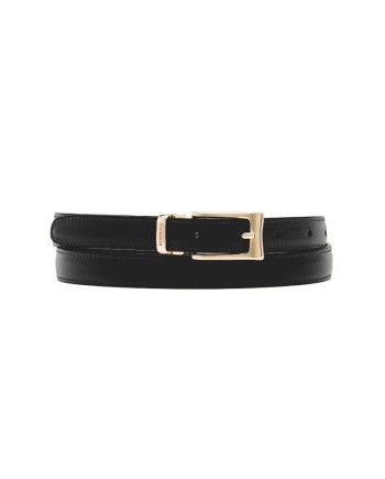 Pineider Daily Women's Belt in Smooth Black Leather