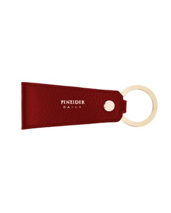 Pineider Daily Keychain in Red Tumbled Leather