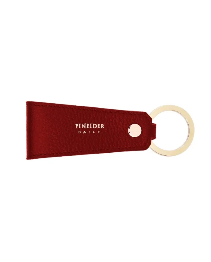 Pineider Daily Keychain in Red Tumbled Leather