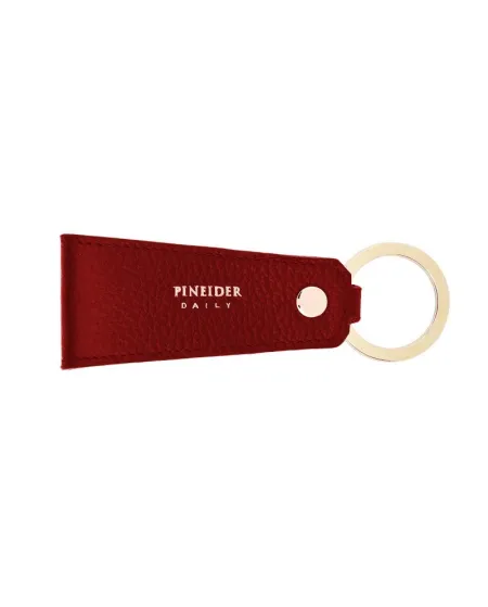 Porte-clés quotidien Pineider en cuir vieilli rouge