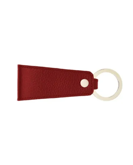 Pineider Daily Keychain in Red Tumbled Leather