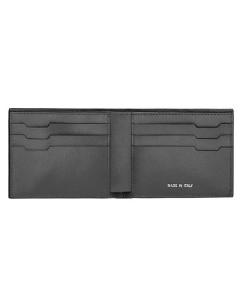 Pineider Wallet in Black Tumbled Leather 6 Compartments