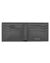 Pineider Wallet in Black Tumbled Leather 6 Compartments