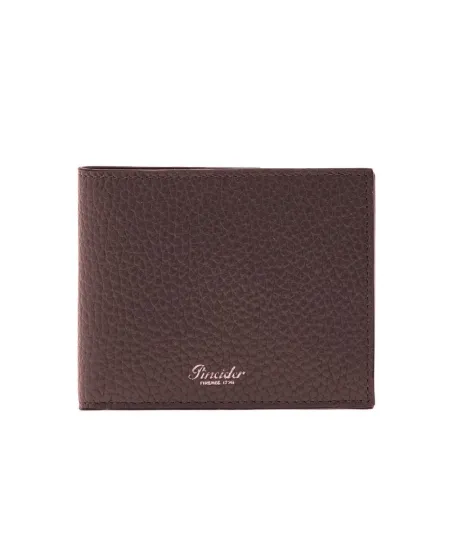 Portefeuille Pineider en cuir vieilli couleur rhum, 6 compartiments