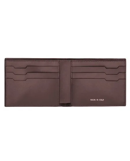 Pineider Wallet in Rum Tumbled Leather 6 Compartments