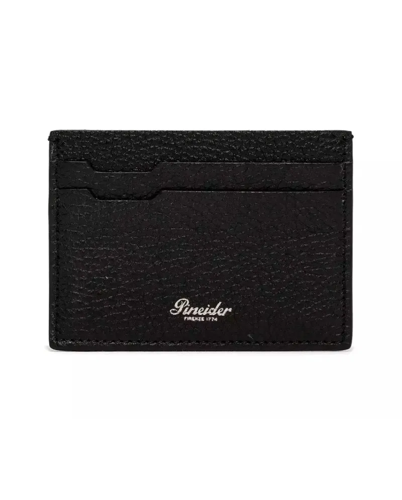 Porta Carte Pineider in Pelle Nera Bottalata 4 Scomparti