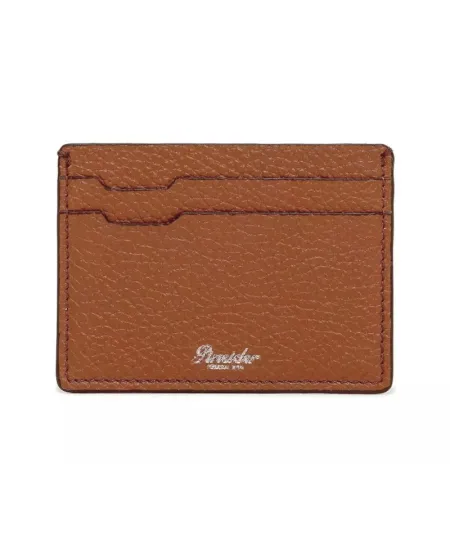 Porte-cartes Pineider en cuir vieilli marron, 4 compartiments