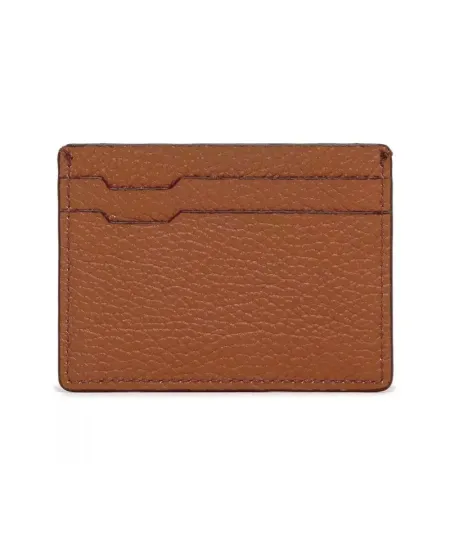 Pineider Card Holder in Brown Tumbled Leather 4 Compartments