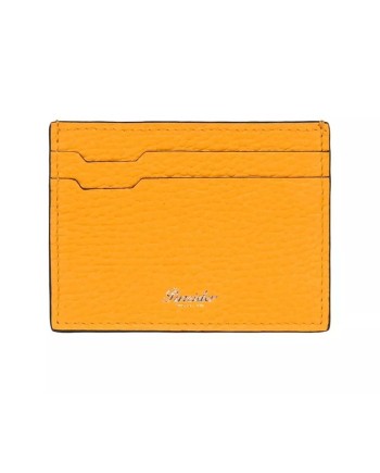 Pineider Card Holder in Yellow Tumbled Leather 4 Compartments