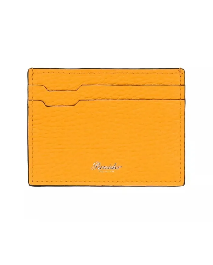 Pineider Card Holder in Yellow Tumbled Leather 4 Compartments