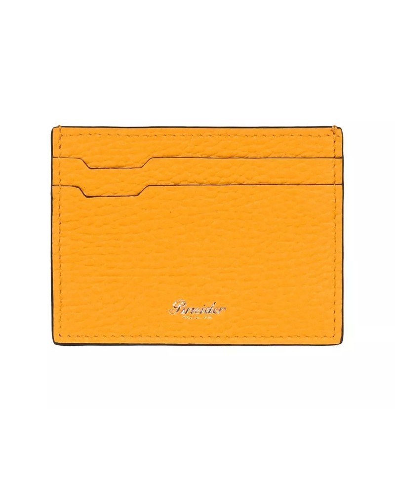Pineider Card Holder in Yellow Tumbled Leather 4 Compartments