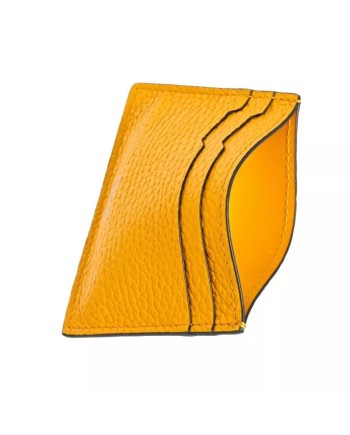 Pineider Card Holder in Yellow Tumbled Leather 4 Compartments