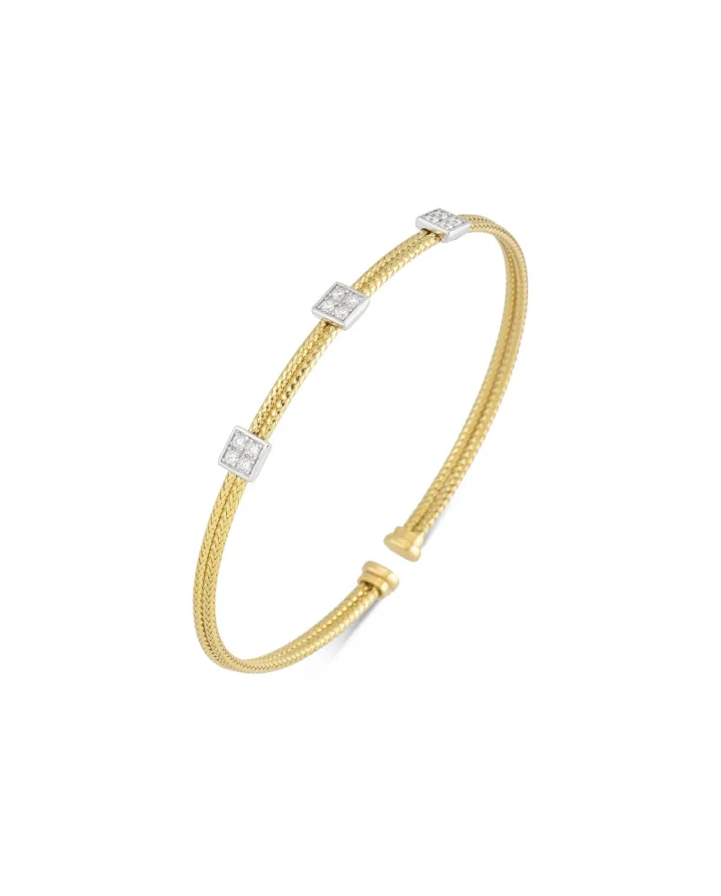Bracciale Ponte Vecchio Nobile New in Oro Giallo con 3 Pavé di Diamanti