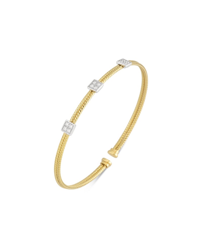 Ponte Vecchio Nobile New Bracelet in Yellow Gold with 3 Diamond Pavé