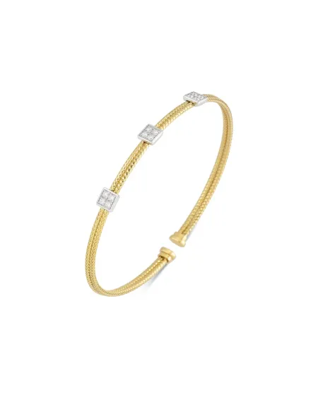 Ponte Vecchio Nobile New Bracelet in Yellow Gold with 3 Diamond Pavé