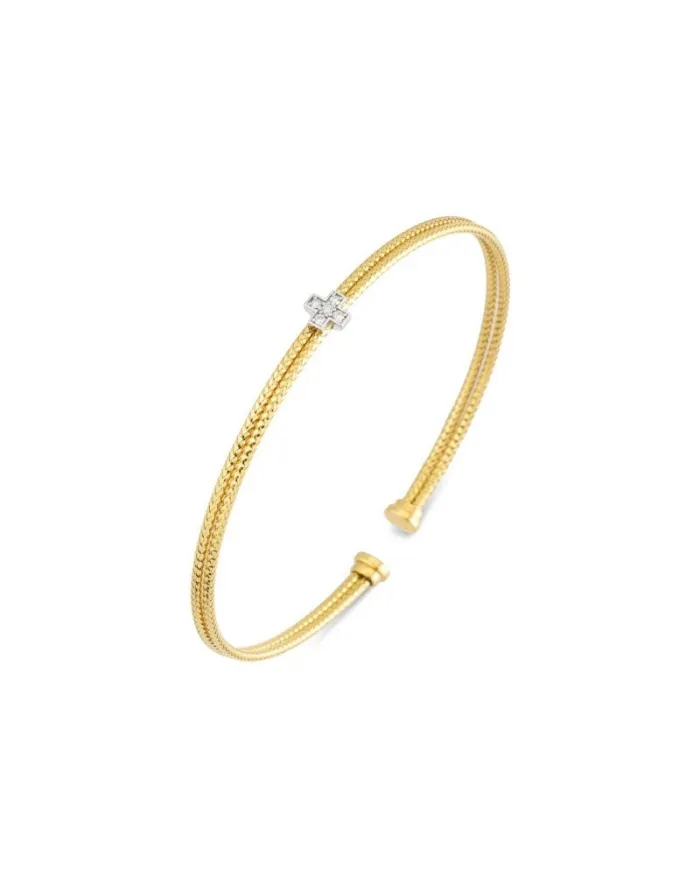 Ponte Vecchio Nobile New Bracelet in Yellow Gold with Diamond Cross