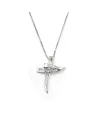Collana Casella Gioielli in Oro Bianco e Croce con Diamanti
