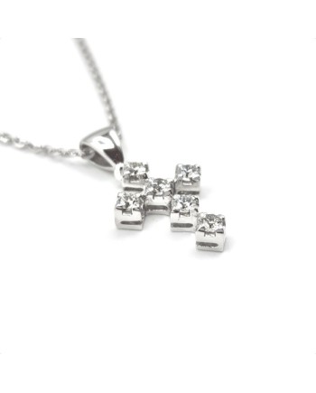 Casella Gioielli Necklace in White Gold and Cross with Diamonds