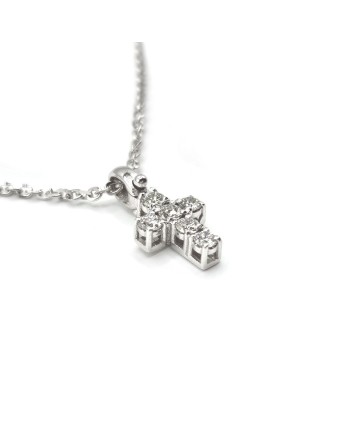 Casella Gioielli Necklace in White Gold and Small Cross with Diamonds