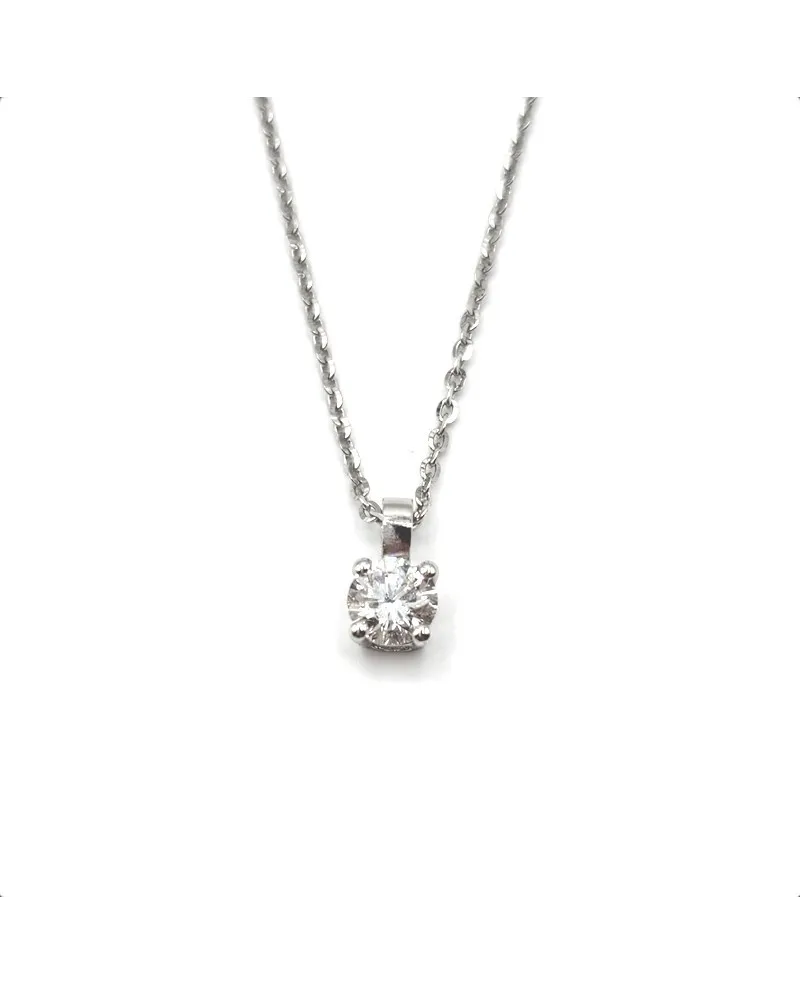 Collana Casella Gioielli in Oro Bianco con Punto Luce